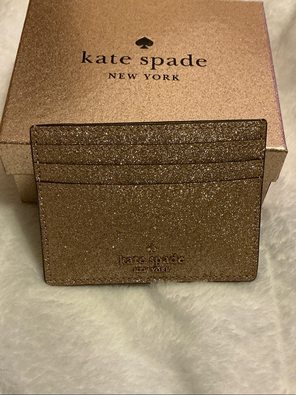 kate spade Glitter Card Holder - Gold Sparkle Box Included - Picture 2 of 6
